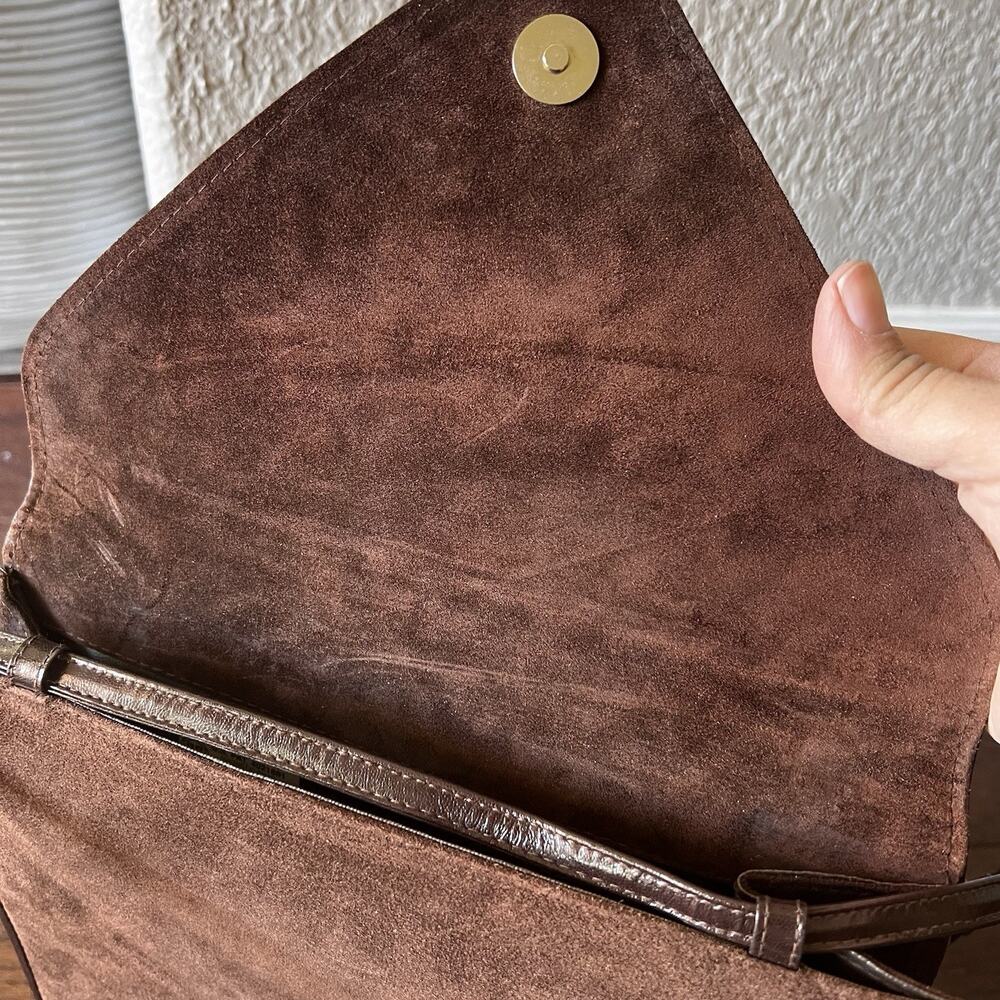 Scepi Women Purse Made In Italy Brown Leather Suede VTG Crossbody Shoulder Bag - Picture 11 of 12
